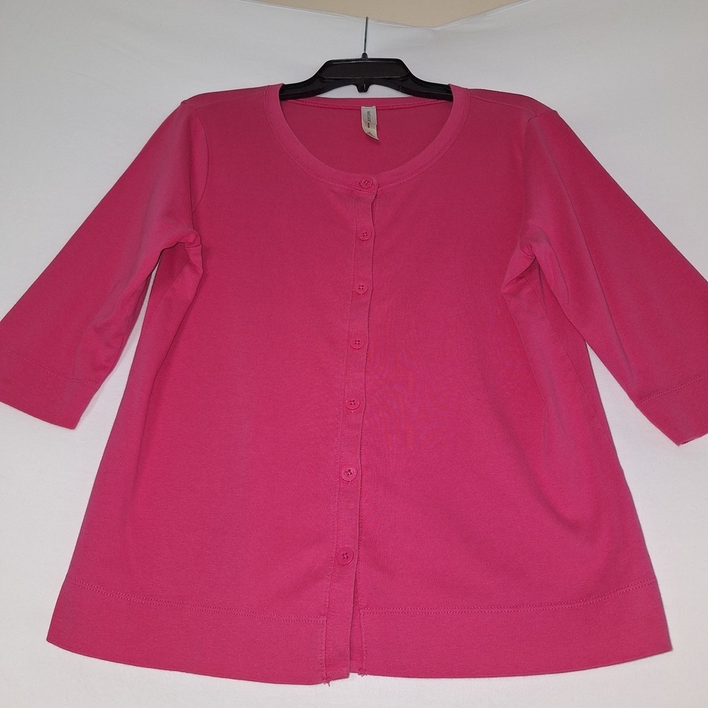 Preppy Coquette 3/4 Sleeves White Stag M (8- 10) Pink Fuchsia Button-Up Cardigan - Picture 5 of 16